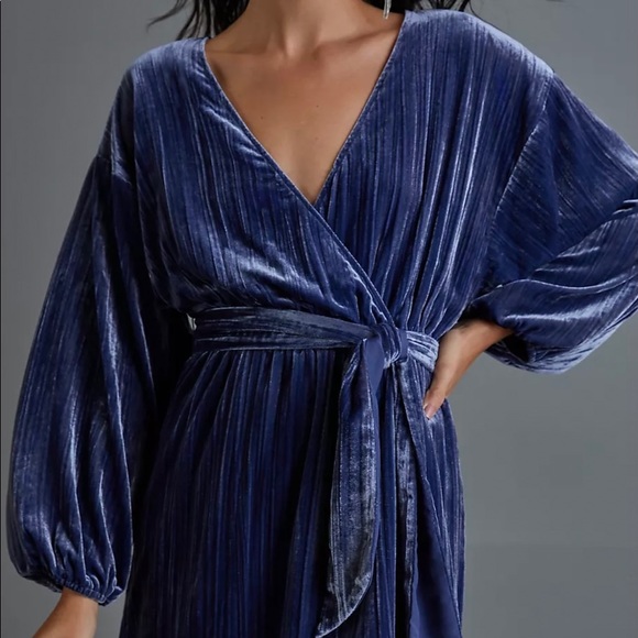 Anthropologie Dresses & Skirts - ANTHROPOLOGIE VELVET WRAP MINI DRESS